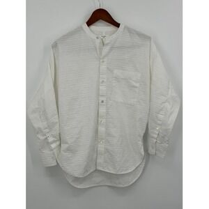 Billy Reid White Cotton Dobby Stripe Band Collar Button Down Shirt XXS Mens